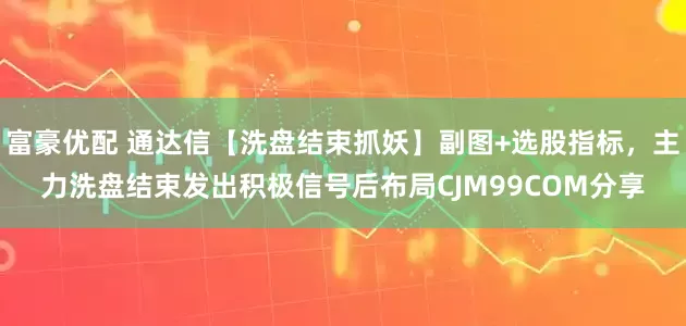 富豪优配 通达信【洗盘结束抓妖】副图+选股指标，主力洗盘结束发出积极信号后布局CJM99COM分享